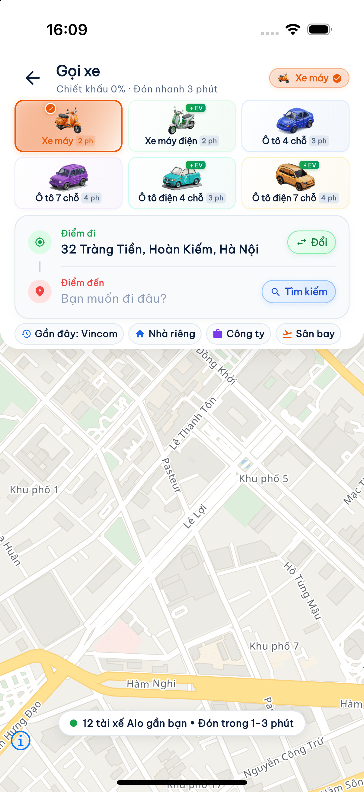 Giao diện nhận cuốc tài xế AloTa trên iPhone 16 Pro