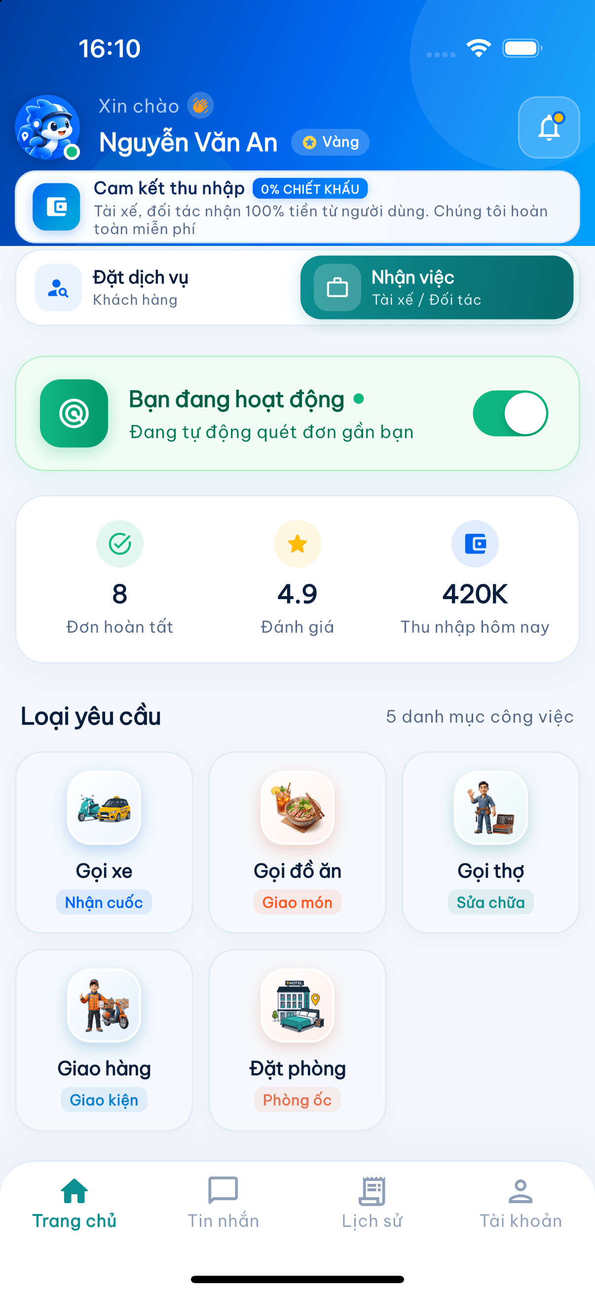 Giao diện nhận đơn Shipper giao hàng Alo Express trên iPhone 16 Pro